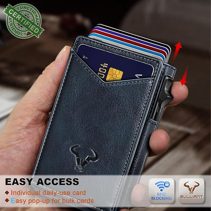 BULLIANT Men Wallet,Magnetic Metal Wallet Money Clip 9Cards Pop-up Access RFID Blocking
