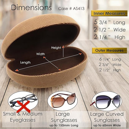 MyEyeglassCase® Large Hard Sunglasses Case | fits Large curved Sunglasses, with microfiber bag and cleaning cloth