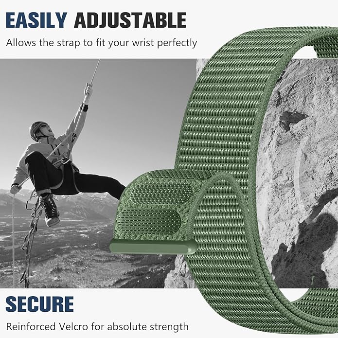 18mm 20mm 22mm Hook and Loop Watch Band Compatible with Garmin Vivoactive 5/ Vivoactive 6/ Vivoactive 3, Soft Nylon Breathable Sport Strap for Venu 2S/ Venu3S/ Forerunner 265s,Venu 3/ Venu 2 Men Women