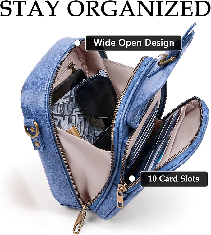 Small Messenger Bag Vegan Leather Crossbody Bag for Women Men, Vintage Cross Body Shoulder Purse with Card Slots