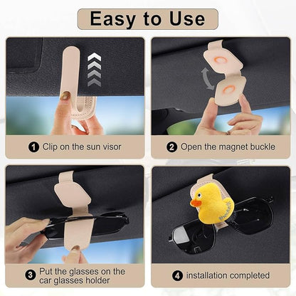 Pig Sunglasses Holder for Car Visor,Magnetic Leather Sunglass Holder,Ticket Card Clip Sunglasses Mount,Pigs Visor Accessories Gadgets Cats Car Decor,Pig Gifts for Women,Men,Mom