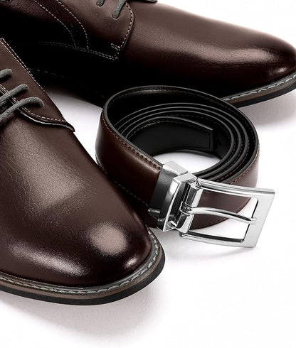 CHAOREN Reversible Belt Men 1 Piece - 1.25" Leather Dress Belt - Trim to Fit for Elegant Style