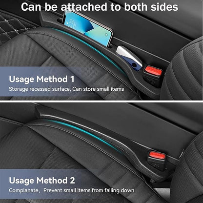 USSDE Car Gap Filler, Dual Slot Car Seat Gap Organizer 2 Pack, Universal Fit Soft Car Seat Crack Gap Filler Between Seat and Console Stop Things from Dropping (Style B)