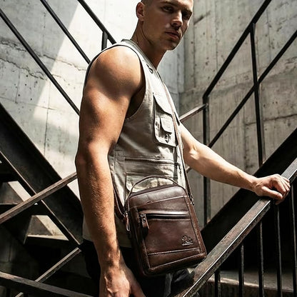 Premium Leather Men's Crossbody -Organized Storage & Durable,Stylish for Daily Carry