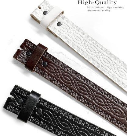 Western Floral Engraved Embossed Tooled Genuine Leather Belt Strap or Belt 1-1/2"(38mm) Wide, Multi-Style Options