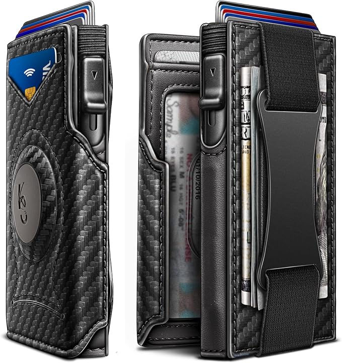 KEMISANT Airtag Wallet Men Gift,Mens Slim Front Pocket Wallet Money Clip Standard or Apple Airtag Use 3.8"×2.8"×0.9"