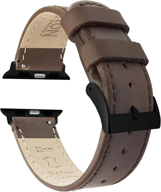BARTON WATCH BANDS - Top Grain Leather Watch Bands Compatible with Apple Watch Models - 1, 2, 3, 4, 5, 6, 7, 8, 9, 10, SE, Ultra & Ultra 2
