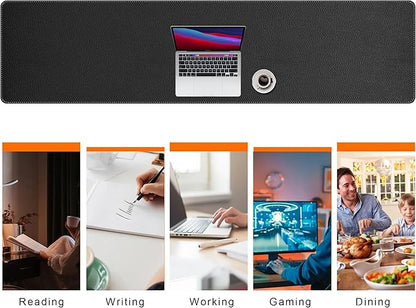 Mydours 79" x 20" Super Large Desk Mat, PU Leather & Cork Desk Pad, Extra Large XXXL Desk Mouse Pad for Workstation, Office, Home, Computer Desk Mat with Keyboard & Mouse (Black)