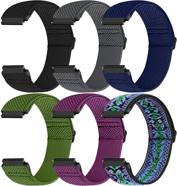 19mm Quick Release Elastic Band Compatible with GRV FC1/FC5/Willful/YAMAY/Letsfit/LETSCOM/TEMINICE/LIFEBEE/Lintelek/ ID205 ID205L ID205G ID205S ID205U/Blackview/UMIDIGI Nylon Strap Women Men