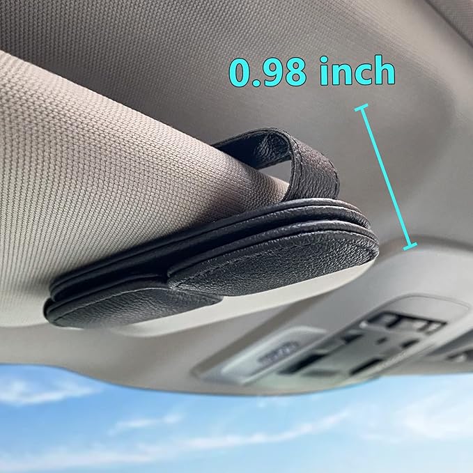 Visonx 2 Pieces Sunglass Holder for Car Visor Clip, Magnetic Leather Eyeglass Hanger Clip for Car, Square Car Visor Accessories (Black)