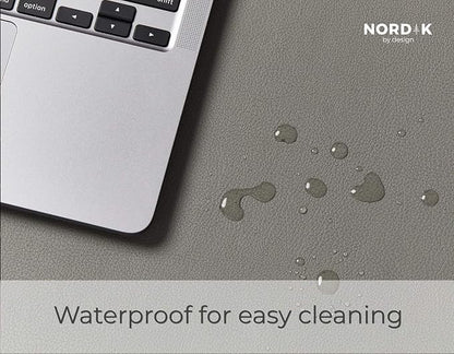 Nordik Leather Desk Mat Cable Organizer - Alaskan Gray 35 X 17 inch - Premium Extended Mouse Mat for Home Office Accessories - Non-Slip Vegan Leather Desk Pad Protector & Desk Blotter Pad