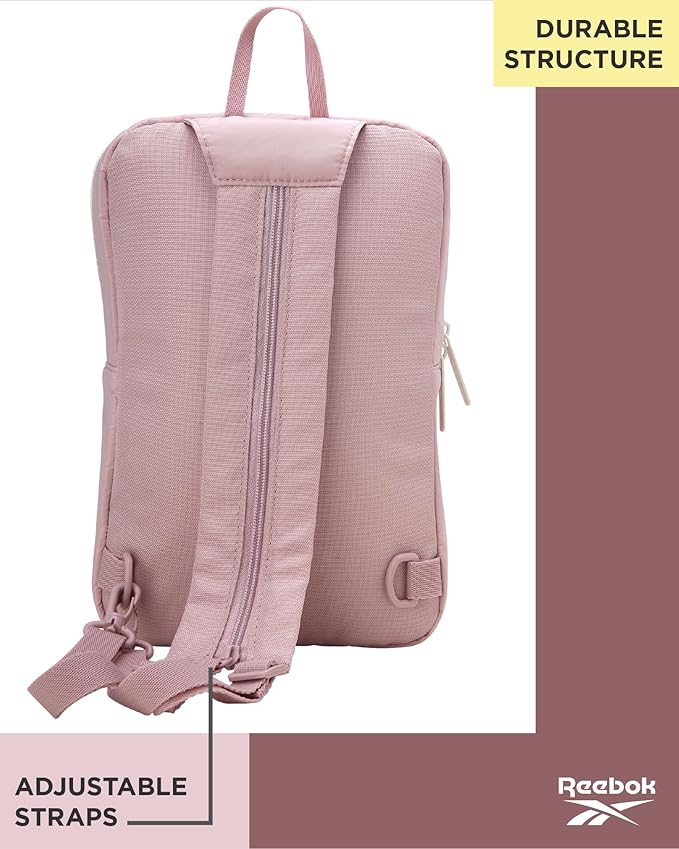 Reebok Unisex Crossbody Sling Bags – Compact Convertible Strap Cross Body Bag Travel Sling Bag - Gym & Travel Essential, Mikayla Ashen Lilac