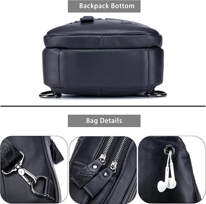 LUKZIJAES Genuine Leather Sling Bag for Men