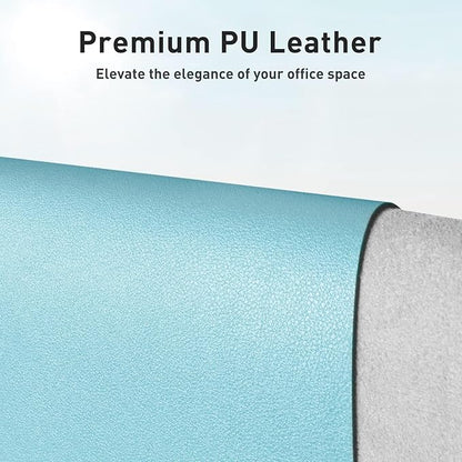 Aothia Large PU Leather Desk Pad Protector – Non-Slip Mouse Pad & Writing Mat for Office/Home, Waterproof, Easy to Clean(23.6" x 13.7", Blue Topaz)