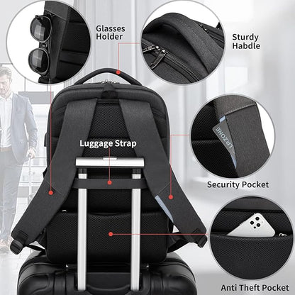 DUSLANG 17 Inch Laptop Backpack for Travel Water Resistant College Backpack for Men/Women Laptop Bag with USB Charging Port and clear Cosmetic Toiletry Bag, Black