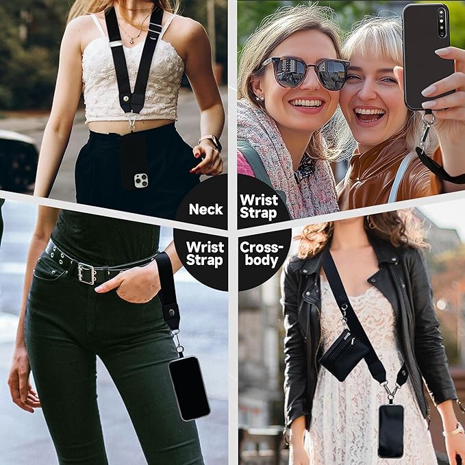 FUVLIFE Phone Lanyard Crossbody Wrist Strap, Adjustable Clip and Go Strap for Phone with Wallet Crossbody, Phone Strap with Zippered Pouch, Universal Hands-Free for All Cell Phone