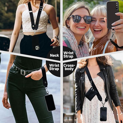FUVLIFE Phone Lanyard Crossbody Wrist Strap, Adjustable Clip and Go Strap for Phone with Wallet Crossbody, Phone Strap with Zippered Pouch, Universal Hands-Free for All Cell Phone