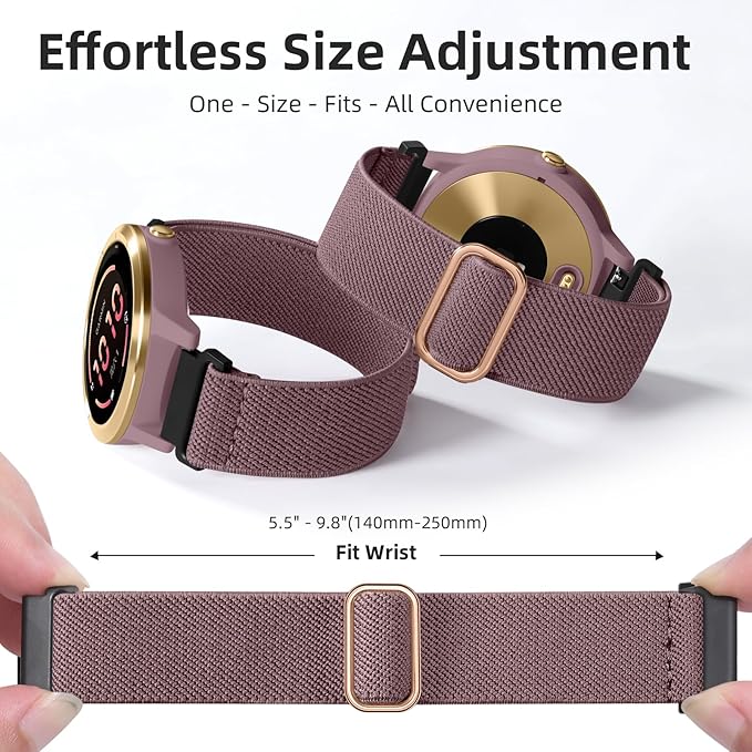 GEAK Stretchy Nylon Strap Compatible with Garmin Vivoactive 5 / Vivoactive 3 /Vivoactive 6 Watch Band, 20mm Loop Elastic Fabric Straps Compatible for Garmin Venu Sq/Venu Sq 2/Venu 2 Plus Women Men