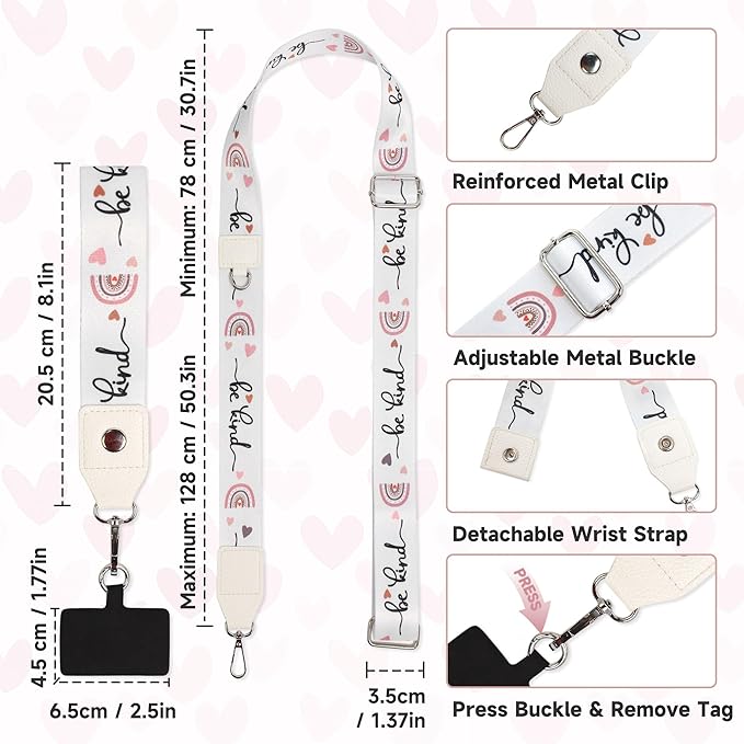 FUVLIFE Phone Lanyard Crossbody Wrist Strap, Adjustable Clip and Go Strap for Phone with Wallet Crossbody, Phone Strap with Zippered Pouch, Universal Hands-Free for All Cell Phone