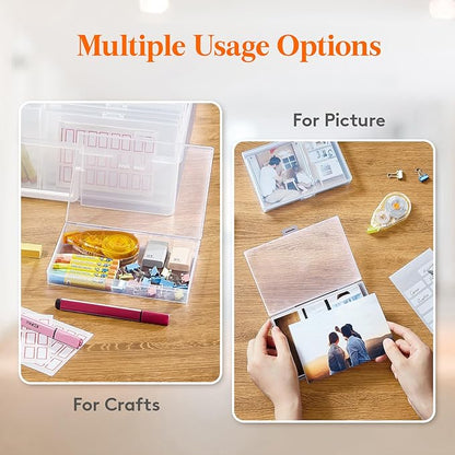 Lifewit 4x6 Photo Storage Box, 20 pcs Inner Photo Case with Lids, Clear Photo Organizers with 1 Sheet Label Sticker, Plastic Craft Storage Box for Seeds Sticker Cards Pictures Stamps Office Supplies