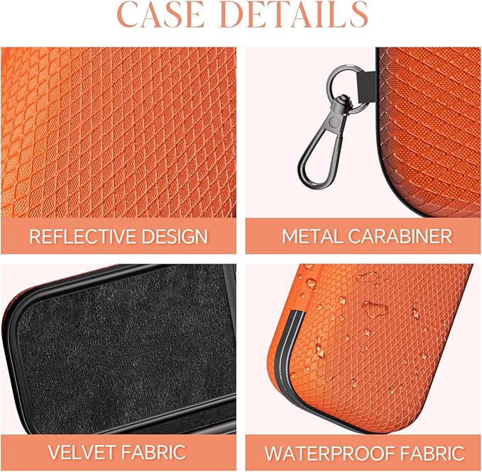 Double Eyeglasses Case Dual Sunglasses Case Hard Shell Glasses Case with Clip Metal Carabiner Travel