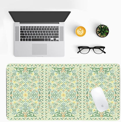 Vintage Botanical Print Desk Mat, Classic PU Leather Desk Pad for Women - Large Non-Slip Office Mat for an Elegant Gaming & Home Workspace(23.6x11.8 Inch)