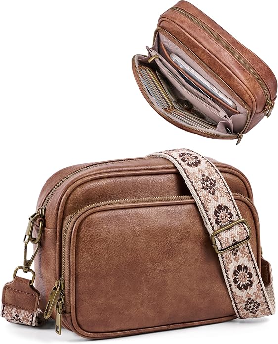Crossbody Bags with Built-in Wallet, Anti-Theft Travel Purse with Card Slots, Trendy Vegan Shoulder Bag for Women Men