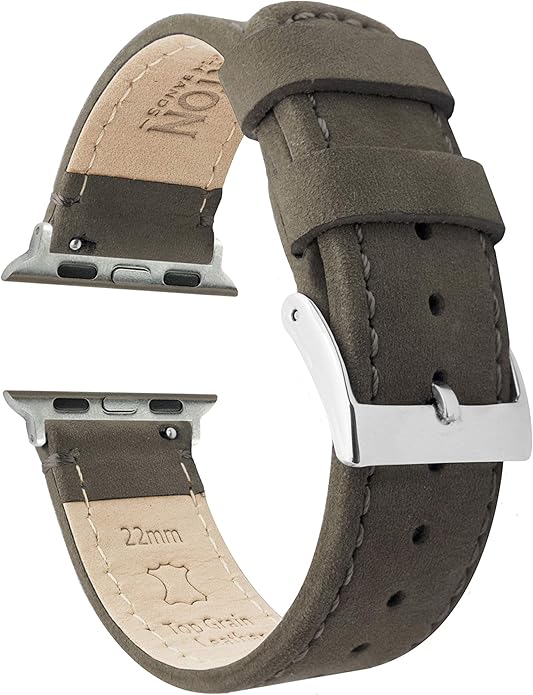 BARTON WATCH BANDS - Top Grain Leather Watch Bands Compatible with Apple Watch Models - 1, 2, 3, 4, 5, 6, 7, 8, 9, 10, SE, Ultra & Ultra 2