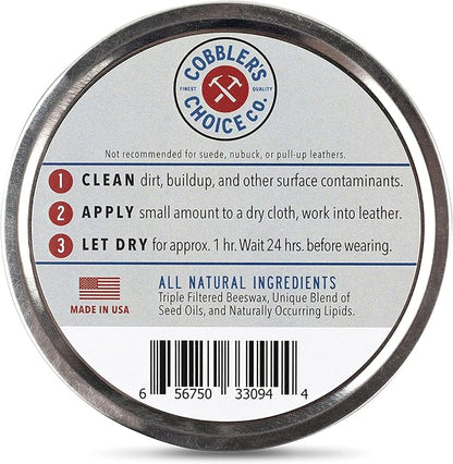 Cobbler's Choice Co. Finest Quality All Natural Leather Cream - Made with Triple Filtered BeesWax