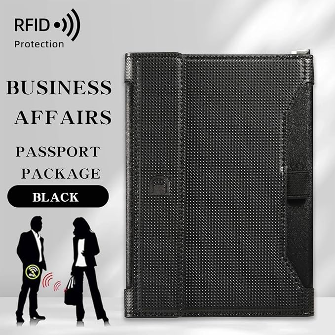 Passport Holder for Travel Essentials, RFID Blocking PU Leather Passport Wallet Cover Card holder Case Passport Book Holders for Women and Men, Black