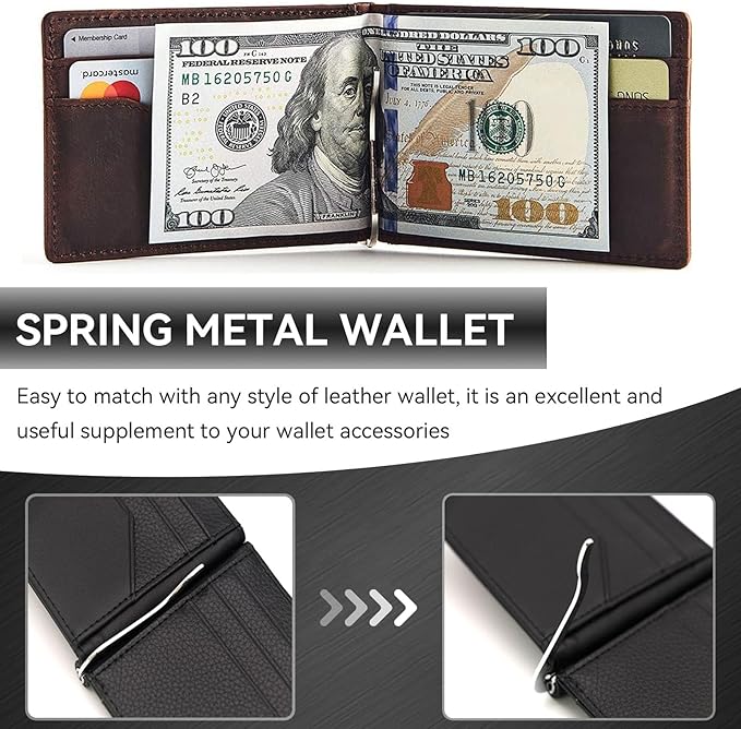 HERCHR Wallet Money Clip, 10Pcs Spring Loaded Money Clip Money Spring Clip Tool Wallet Spring Clip Insert Bar Replacement for Wallet Purse