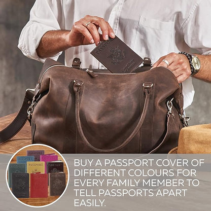 Shvigel US Leather Passport Book Cover - Thin American Travel Passport Holder - Premium International USA Passport Protector Case for Women Men (Brown Vintage New)