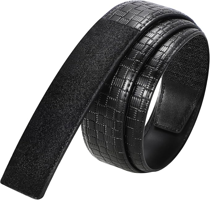 SANSTHS Mechanic Buckless Belts for Men, No Scratch Leather Work Belt Hook & Loop Tsa Belt for Technician Travel Gifts