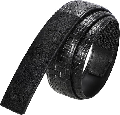 SANSTHS Mechanic Buckless Belts for Men, No Scratch Leather Work Belt Hook & Loop Tsa Belt for Technician Travel Gifts