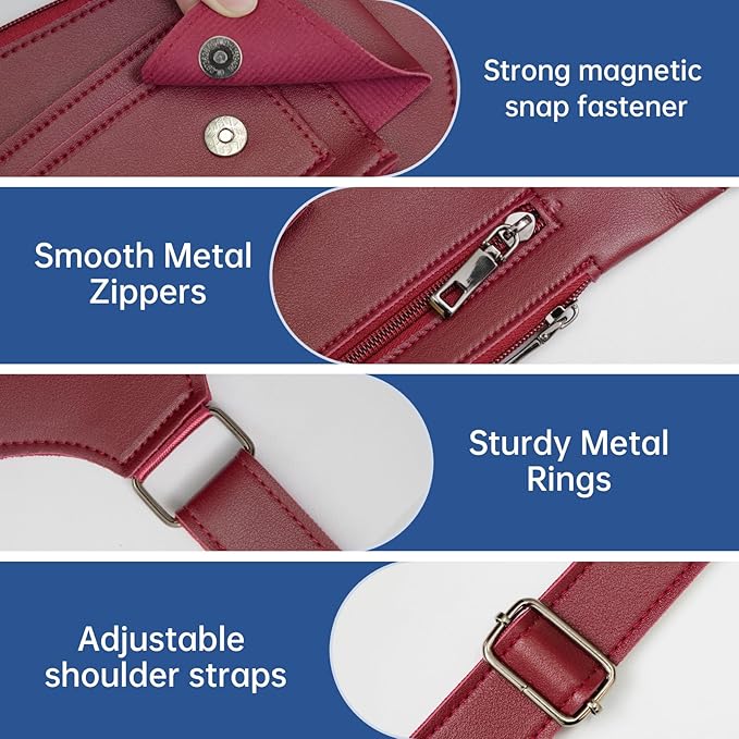 Double Shoulder Armpit Bag for Men, Anti-Theft Underarm Shoulder Holster Bag with Adjustable Strap, Hidden Phone Wallet Pocket for Travel & Daily Commute (Burgundy)