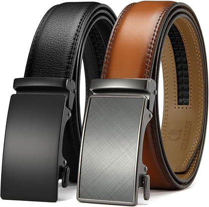 CHAOREN Leather Ratchet Belt Men 2 Pack - Customizable Fit, Effortless Style (35mm)