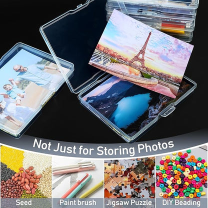 Photo Storage Box 5 x 7 Inches, 6 Pack Photo Organizers and Storage, Acid-Free Picture Storage Container, Stackable Craft Keeper for Photos, Cards, Stamps, Scrapbooking, Office Supplies etc