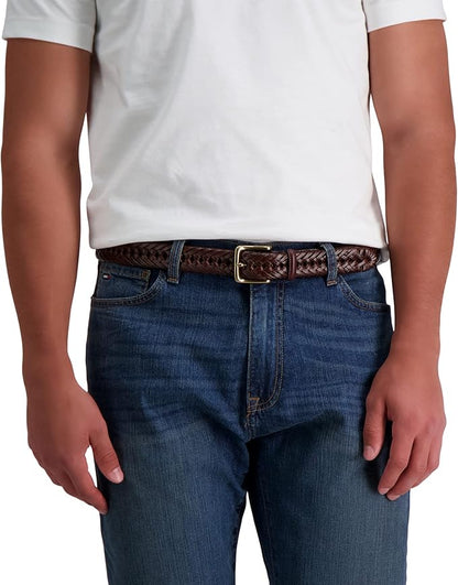 Tommy Hilfiger Men's Fully Adjustable Leather Braided Belt, Classic Strap for Jeans, Khakis & Dress Pants