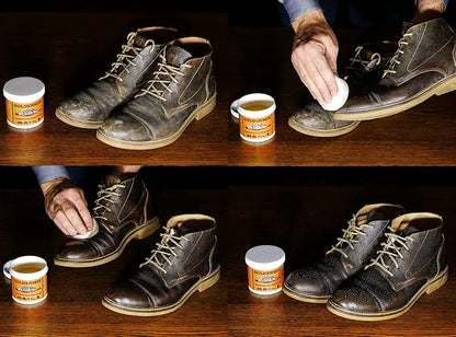 GOLDENMIX Beeswax Leather Care Balm - Protector, Conditioner, Polish, Cleaner, and Waterproofing Cream for Shoes, Boots, Car Interior, Purses, Saddle, Furniture, Bags, Upholstery & Jackets