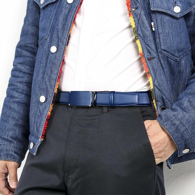 DOOPAI Belt Men, Ratchet Dress Adjustable 1 3/8" Sliding Leather Designer, Size Length Can be Cut, with Gift Box