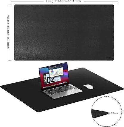 Cacoy 36" x 20" Leather Desk Mat for Home Office, Extra Large PU Leather Desk Pad Blotters, Waterproof Computer Keyboard Mat, Extended Gaming Mouse Pad, Desk Protector for Desktop and PC Laptop, Black