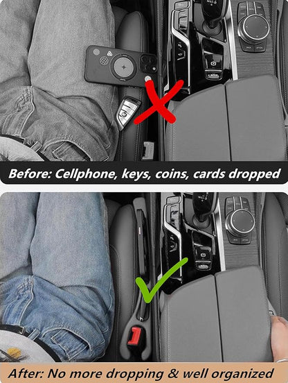 2 Pack No Drop Car Seat Gap Filler Guard, Stopper/Catcher to Fill the Gap between Seat and Console Black Car Crevice Inbetween Blocker Plug Space Pad X01