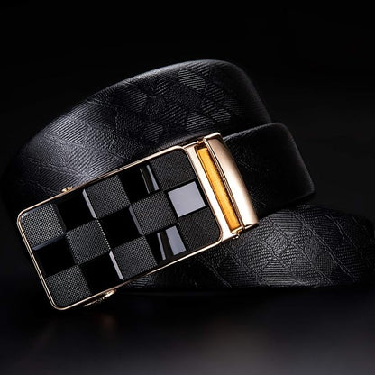 Dubulle Designer Ratchet Belt for Men Leather Fashion Adjustable Automatic Buckle Sliding Removable Dress Casual