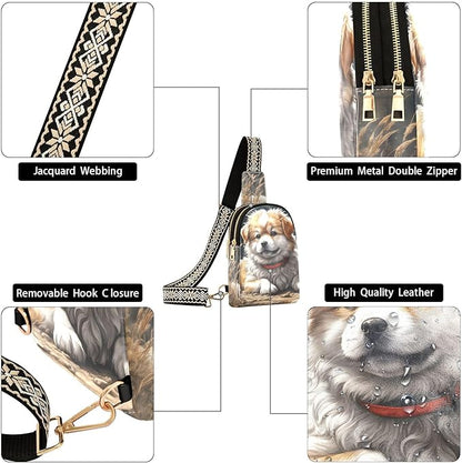 ZAZYXTJ Cute Shiba Inu Dog Crossbody Sling Bag for Women Leather Small Chest Bag Adjustable Straps Daypack for Travel Sport Hiking