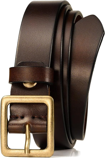 WOLFANT Full Grain Leather Belt for Women,1.1" Ladies Casual leather Jean Belt with Vintage Square buckle in Gift Box