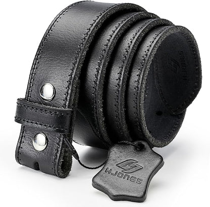 HJones Western Belts for Men without Buckle,Cowboy Belt Buckles for Men,1.5" Wide Genuine Leather Belt No Buckle
