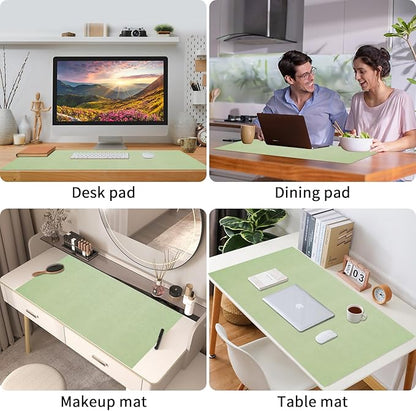 Bloss Leather Desk Mat and Keyboard Wrist Rest, Large Mouse Pad + Keyboard Pad+Mouse Wrist Support, Non-Slip Desk Mat Protector for St Patricks Day(31.5×15.7 Inches, Green)