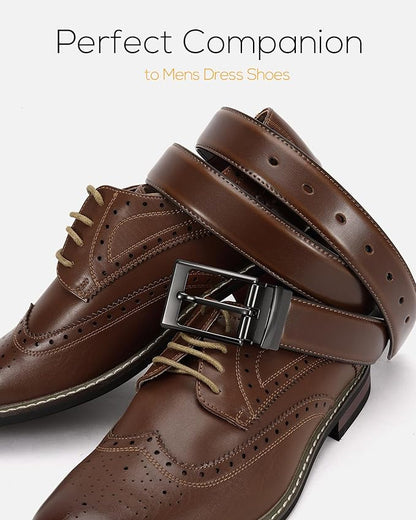 CHAOREN Reversible Belt Men 1 Piece - 1.25" Leather Dress Belt - Trim to Fit for Elegant Style
