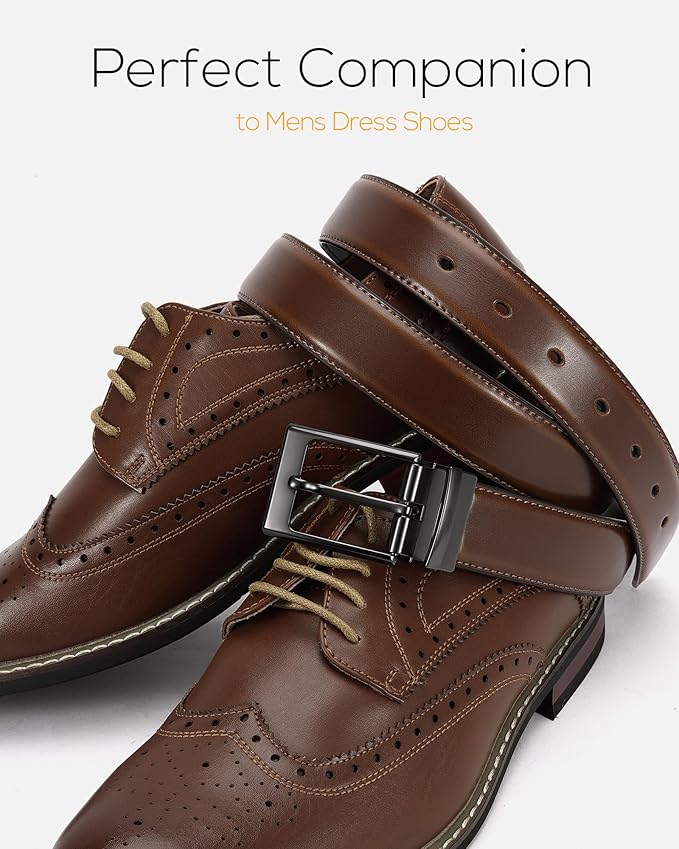 CHAOREN Reversible Belt Men 1 Piece - 1.25" Leather Dress Belt - Trim to Fit for Elegant Style