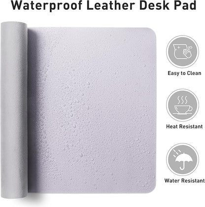 Aothia Large PU Leather Desk Pad Protector - Non-Slip Mouse Pad & Writing Mat for Office/Home, Waterproof, Easy to Clean (31.5"x15.7", Soft Lavender)